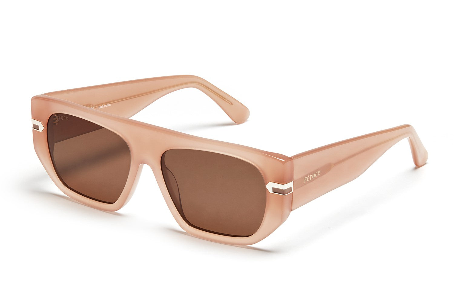 Natural beauty acetate sunglasses with dark brown lenses and gold tone hardware