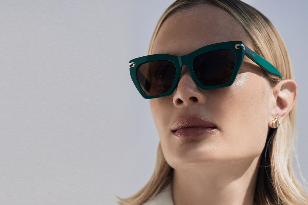 Cargo acetate sunglasses with brown lenses and gold tone hardware