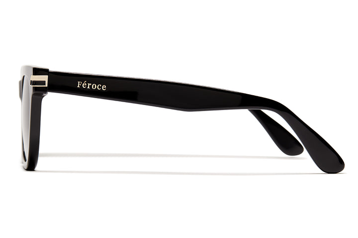 Blackout acetate sunglasses with dark grey lenses and gold tone hardware