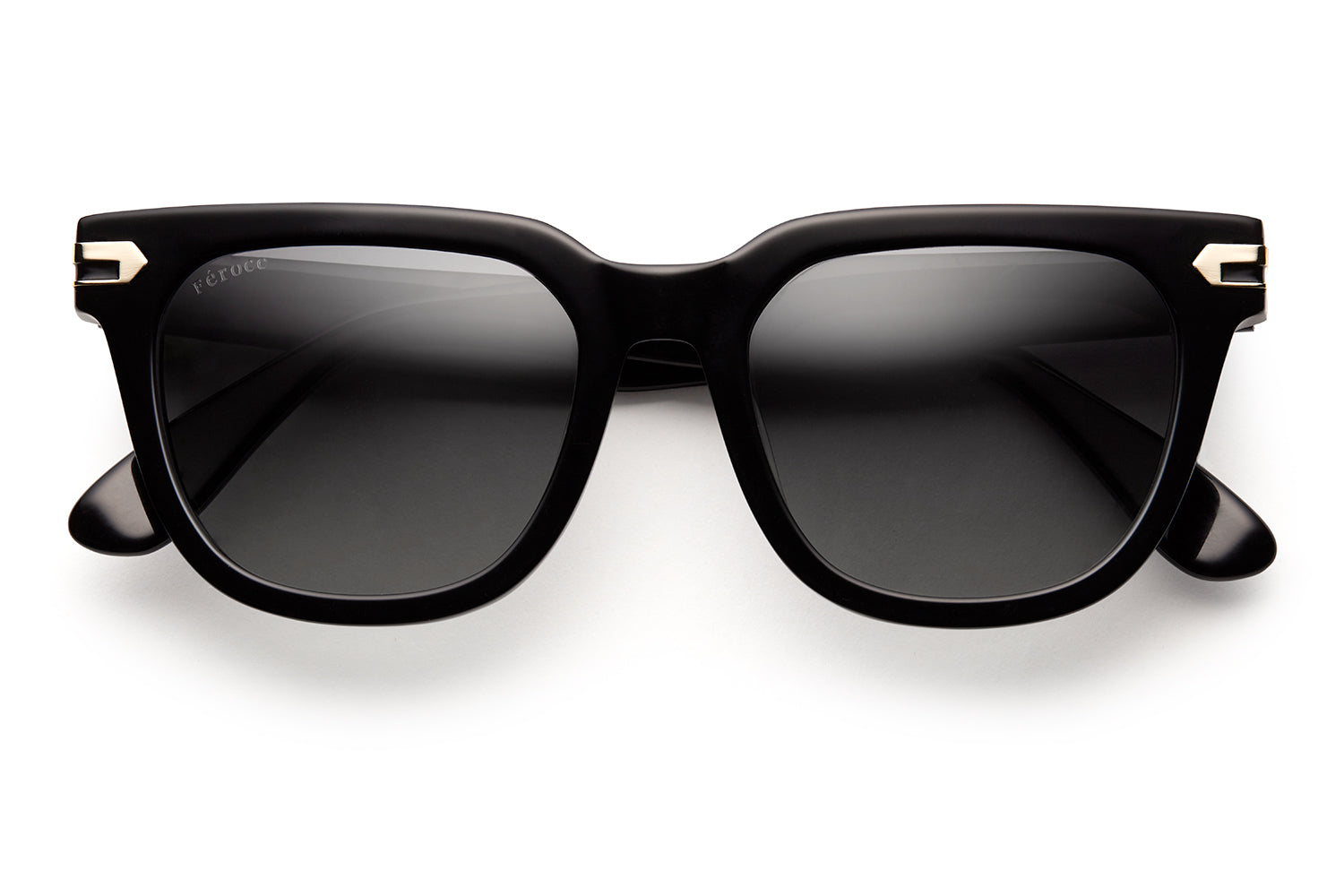 Blackout acetate sunglasses with dark grey lenses and gold tone hardware