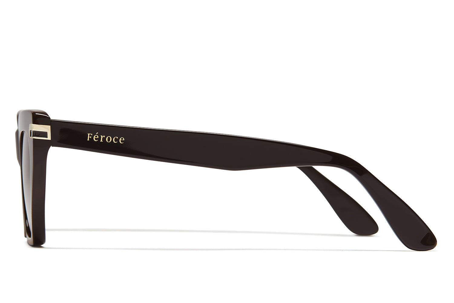 Espresso acetate sunglasses with dark grey/black gradient lenses and gold tone hardware