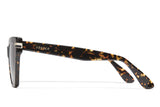 Speckle acetate sunglasses with dark brown lenses and gold tone hardware
