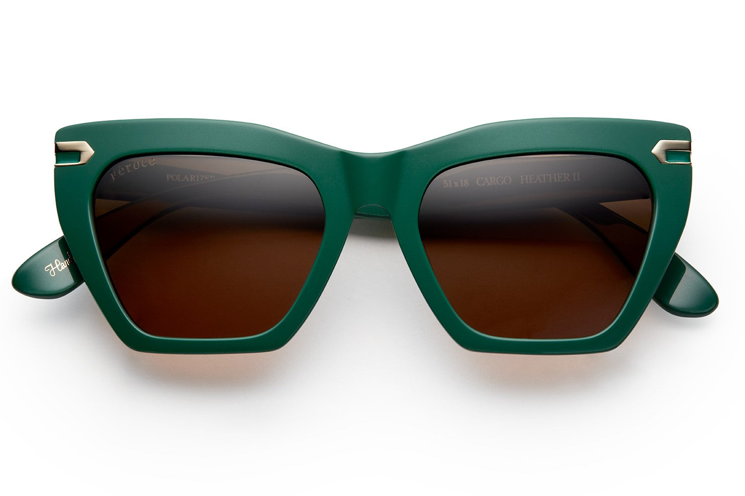 Cargo acetate sunglasses with brown lenses and gold tone hardware
