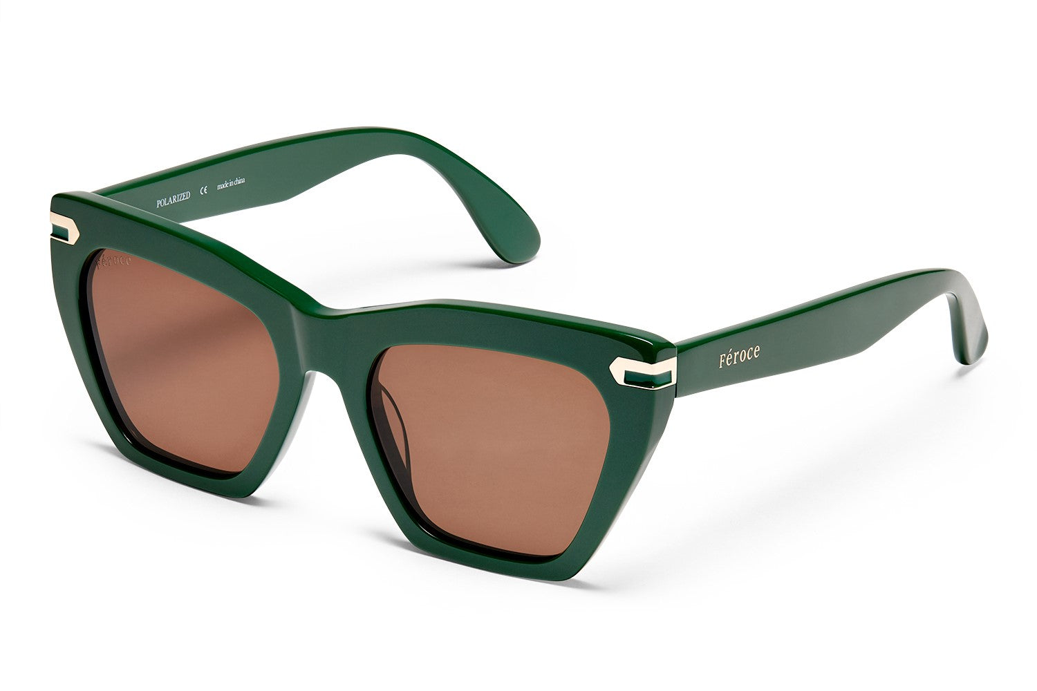 Cargo acetate sunglasses with brown lenses and gold tone hardware
