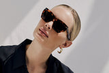 Panthera acetate sunglasses with grey lenses and gold tone hardware