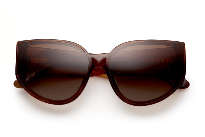 Honeycombe acetate sunglasses with dark brown lenses