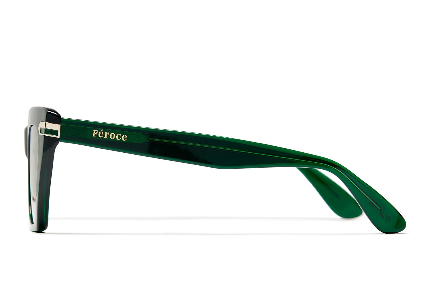 Vert acetate sunglasses with dark green lenses and gold tone hardware