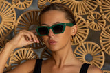 Cargo acetate sunglasses with dark grey gradient lenses and gold tone hardware