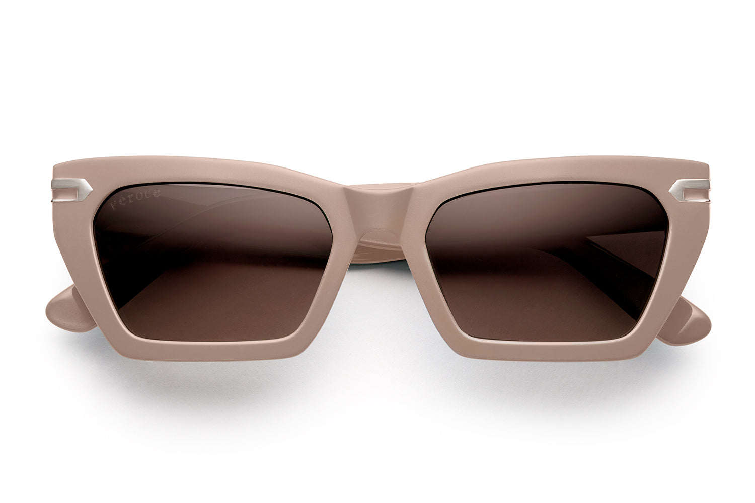 Rose taupe acetate sunglasses with brown lenses and gold tone hardware