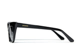 Black acetate sunglasses with dark grey lenses