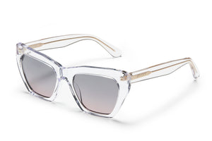 Naked acetate sunglasses with dark grey/pink gradient lenses