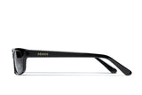 Black acetate sunglasses with dark grey gradient lenses