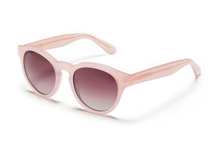 French rose acetate sunglasses with dark pink gradient lenses 