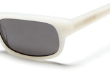 White acetate sunglasses with dark grey gradient lenses 