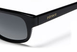 Black acetate sunglasses with dark grey gradient lenses