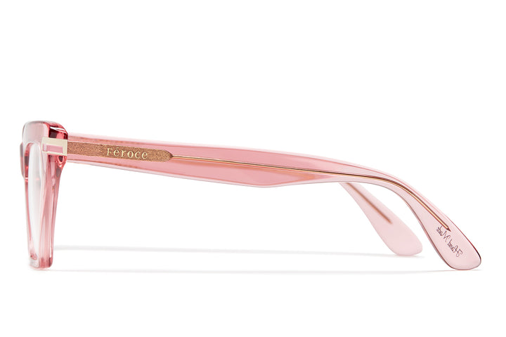Rose bonbon acetate sunglasses with clear lenses 