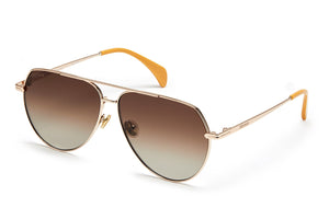 Gold titanium sunglasses with gradient brown lenses and gold tone hardware