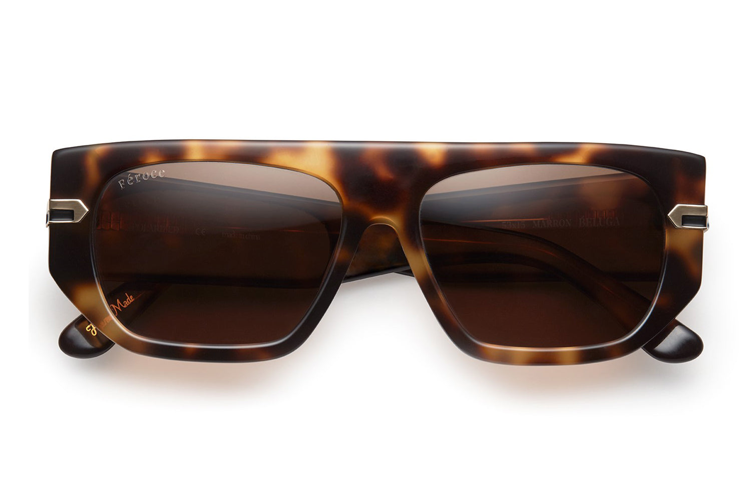 Marron acetate sunglasses with dark brown lenses and gold tone hardware