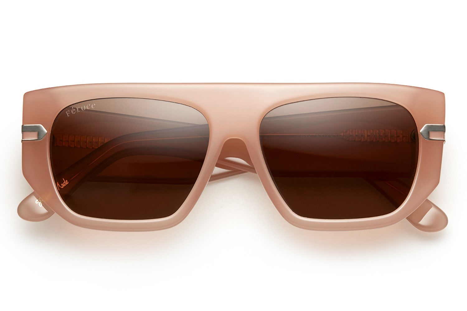 Natural beauty acetate sunglasses with dark brown lenses and gold tone hardware