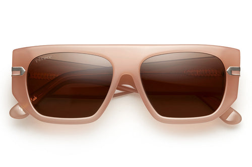 Natural beauty acetate sunglasses with dark brown lenses and gold tone hardware