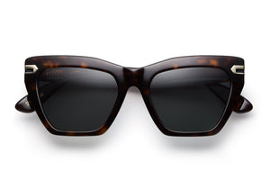 Classique acetate sunglasses with dark grey/black gradient lenses and gold tone hardware