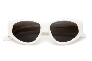 White acetate sunglasses with dark grey lenses 