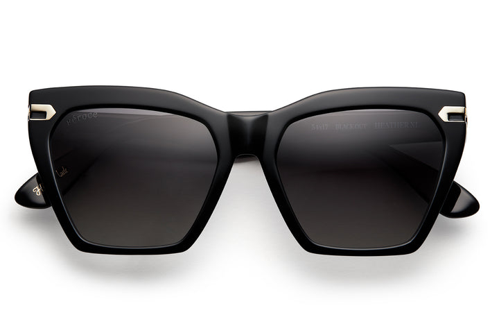 Blackout acetate sunglasses with dark grey/black gradient lenses and gold tone hardware