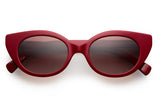 Burgundy acetate sunglasses with dark grey lenses