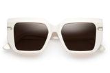 Creme sunglasses with grey lenses and gold tone hardware