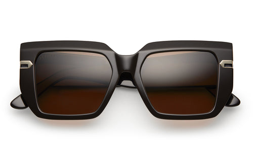 Espresso acetate sunglasses with brown lenses and gold tone hardware