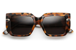 Panthera acetate sunglasses with brown lenses and gold tone hardware