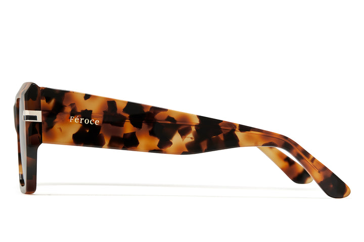 Panthera acetate sunglasses with brown lenses and gold tone hardware