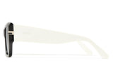 Creme and blackout acetate sunglasses with grey lenses and gold tone hardware