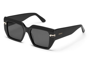 Blackout acetate sunglasses with black lenses and gold tone hardware