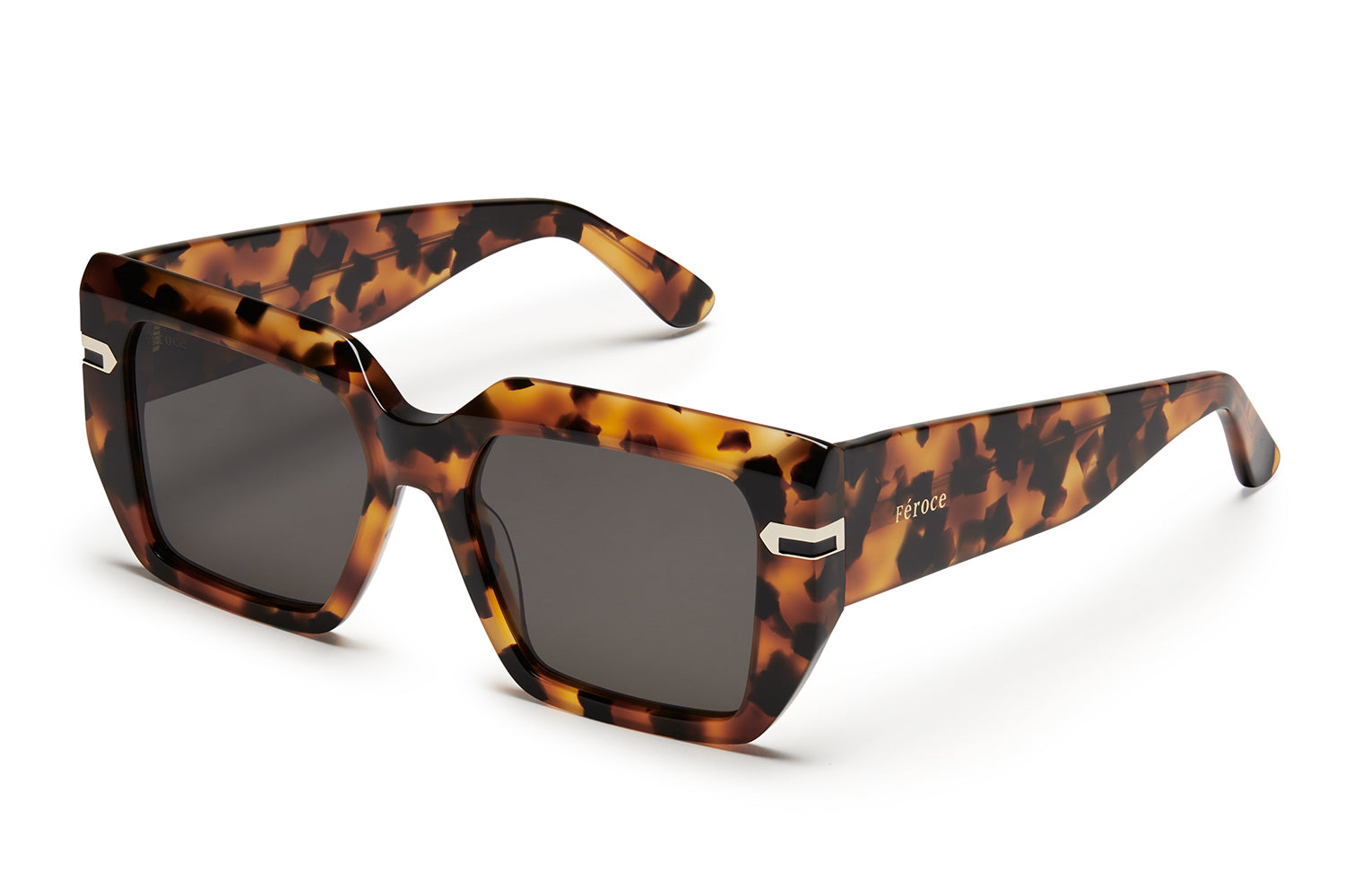 Panthera acetate sunglasses with brown lenses and gold tone hardware
