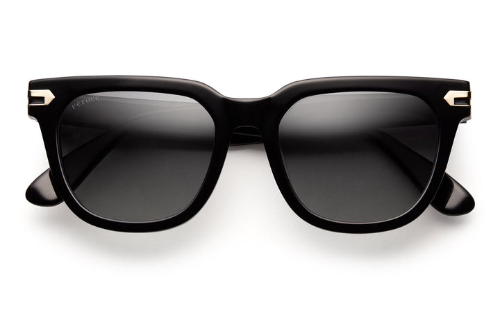 Blackout acetate sunglasses with dark grey lenses and gold tone hardware