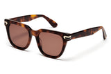 Tortue acetate sunglasses with dark brown lenses and gold tone hardware