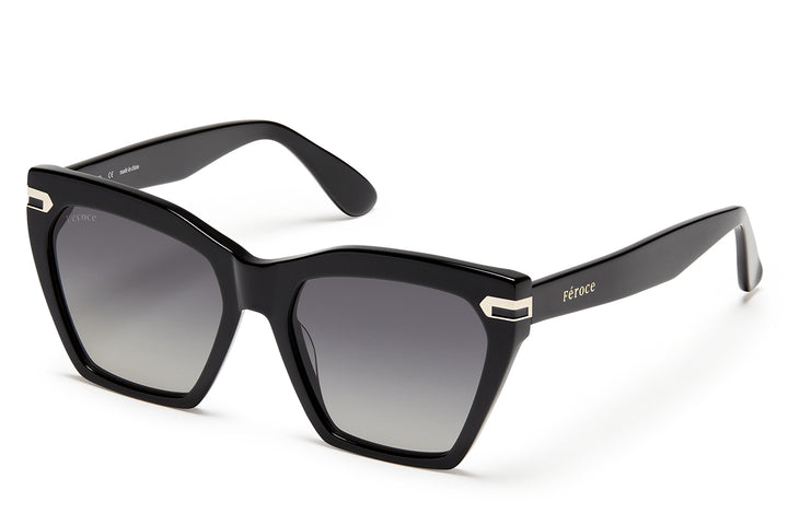 Blackout acetate sunglasses with dark grey/black gradient lenses and gold tone hardware