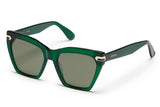 Vert acetate sunglasses with dark green lenses and gold tone hardware