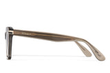 Bronze acetate sunglasses with dark brown lenses and gold tone hardware