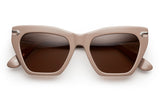 Rose taupe acetate sunglasses with brown lenses and gold tone hardware