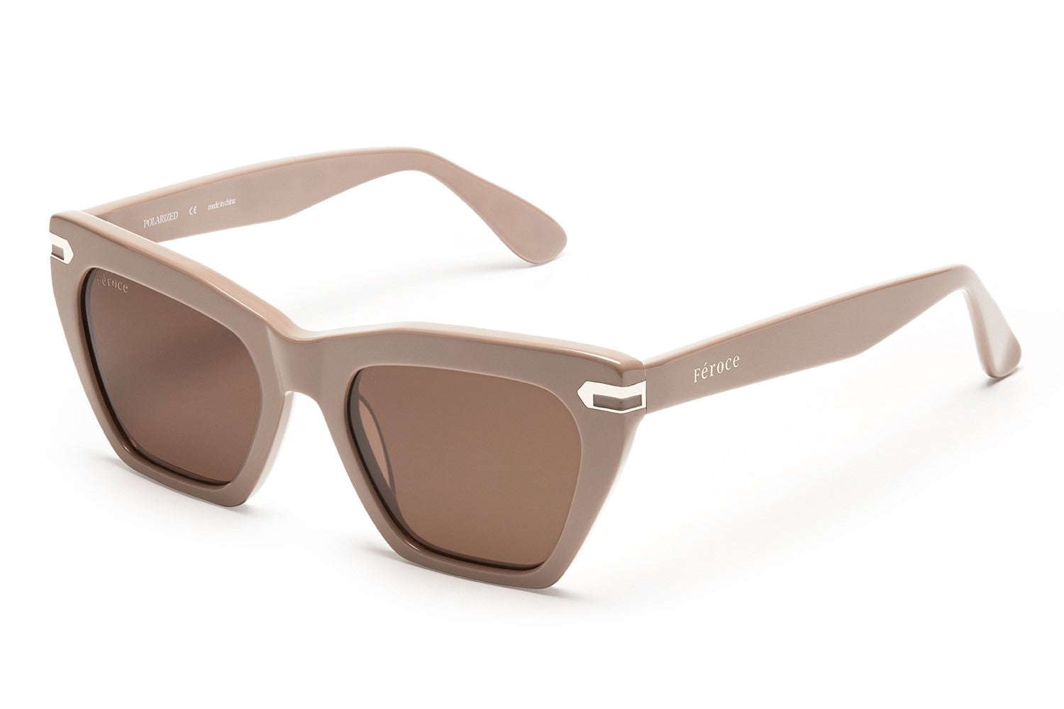 Rose taupe acetate sunglasses with brown lenses and gold tone hardware