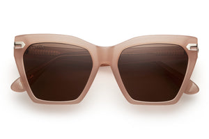 Natural beauty acetate sunglasses with dark brown lenses and gold tone hardware