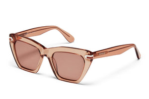 Almond acetate sunglasses with almond lenses and gold tone hardware
