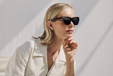 Classique acetate sunglasses with dark grey/black gradient lenses and gold tone hardware