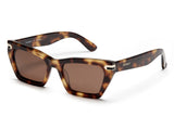 Marron acetate sunglasses with dark brown lenses and gold tone hardware