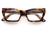 Marron acetate glasses with clear lenses and gold tone hardware