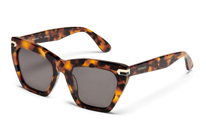 Panthera acetate sunglasses with grey lenses and gold tone hardware