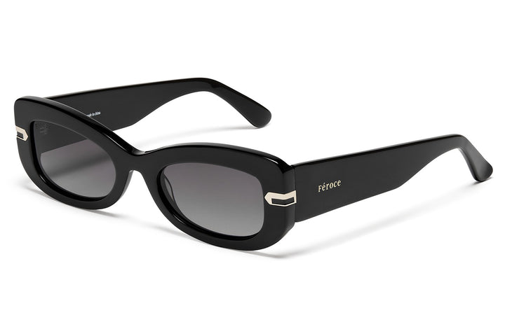 Blackout acetate sunglasses with dark grey gradient lenses and gold tone hardware