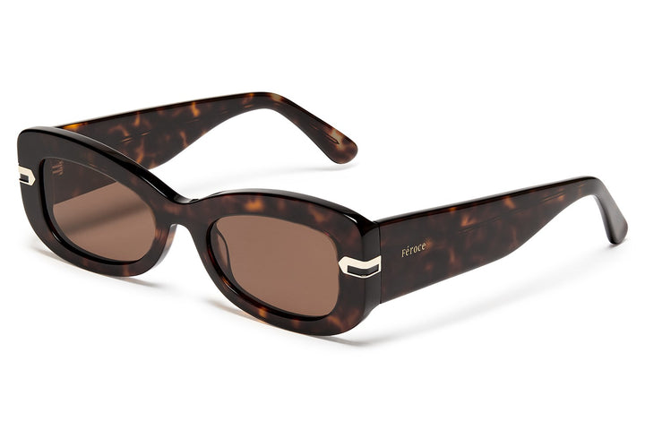 Classique acetate sunglasses with dark brown lenses and gold tone hardware